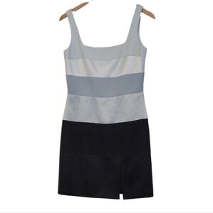 Adrianna Papell Evening Elegant Blue and Black Color Block Dress, Size 6